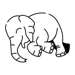 Cute elephant sleeping icon in drawing style 