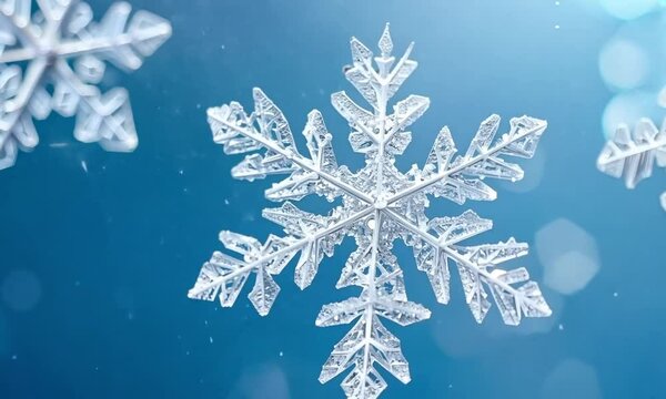 Macro view of the intricate crystalline structure of a snowflake