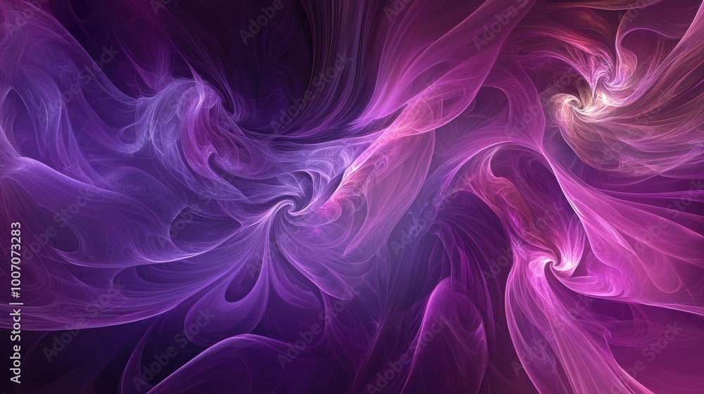 Poster purple fractal abstraction - modern design with elegant waves