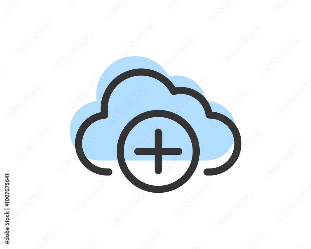 Poster cloud storage and data transfer vector icon. computing service and network related line icons. datab