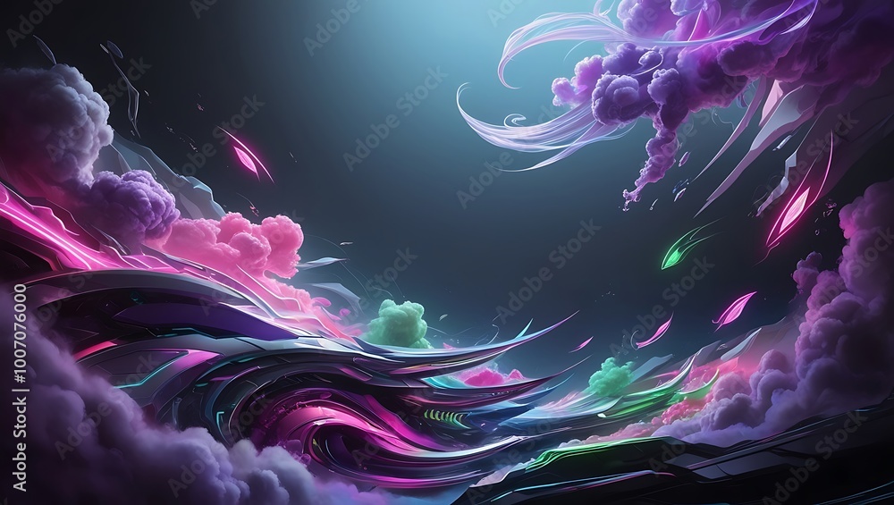 Aufkleber abstract background with waves. generative ai.