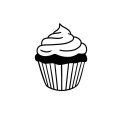 Vector cupcake icon Simple cupcake doodle illustration