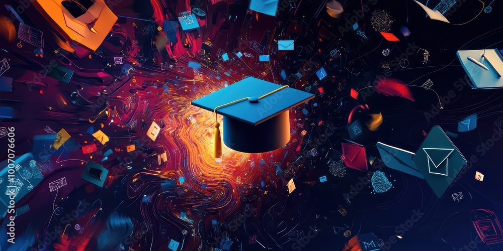 Aufkleber modern digital abstract 3d background with vibrant colors and dynamic shapes for technology and inno
