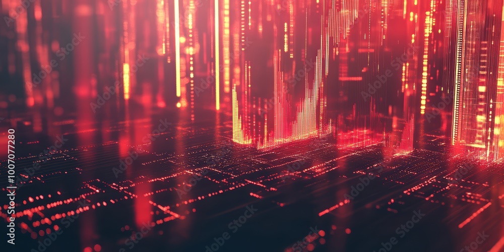 Poster modern digital abstract 3d background with floating data charts and glowing stock market symbols rep