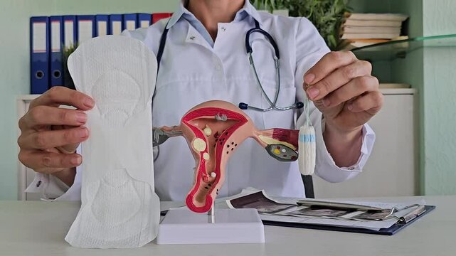 Gynecologist anatomy of the female reproductive system sanitary pad and tampon