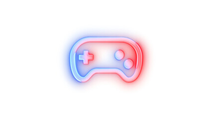 Fototapeta premium Glowing symbol icon, Neon icon game control symbol blue red color transparent background