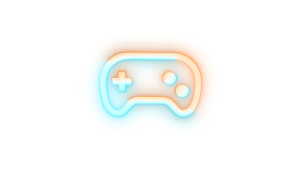 Glowing symbol icon, Neon icon game control symbol blue red color transparent background