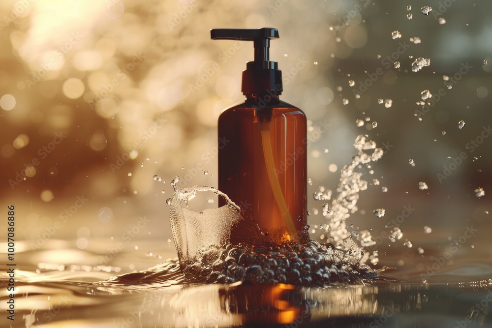 Poster a bottle overflows with water, creating a splash