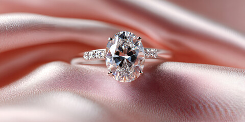 Obraz premium Elegant Engagement Ring on Soft Silk Fabric