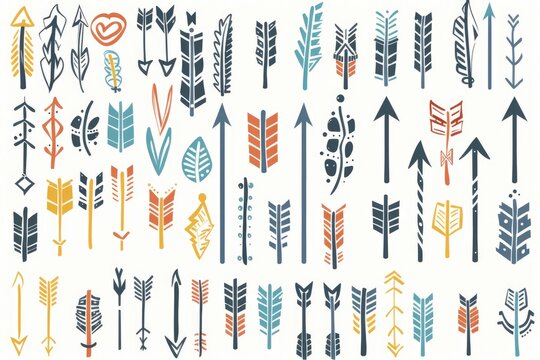 A collection of colorful arrows arranged in various ways, ideal for use in presentations, infographics, or illustrations about technology and innovation