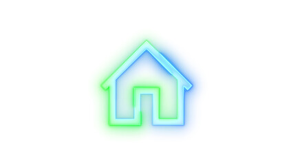 Glowing symbol icon, Neon icon home symbol transparent background