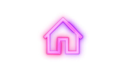 Glowing symbol icon, Neon icon home symbol transparent background