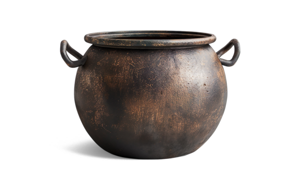 antique cast iron cauldron on a transparent background