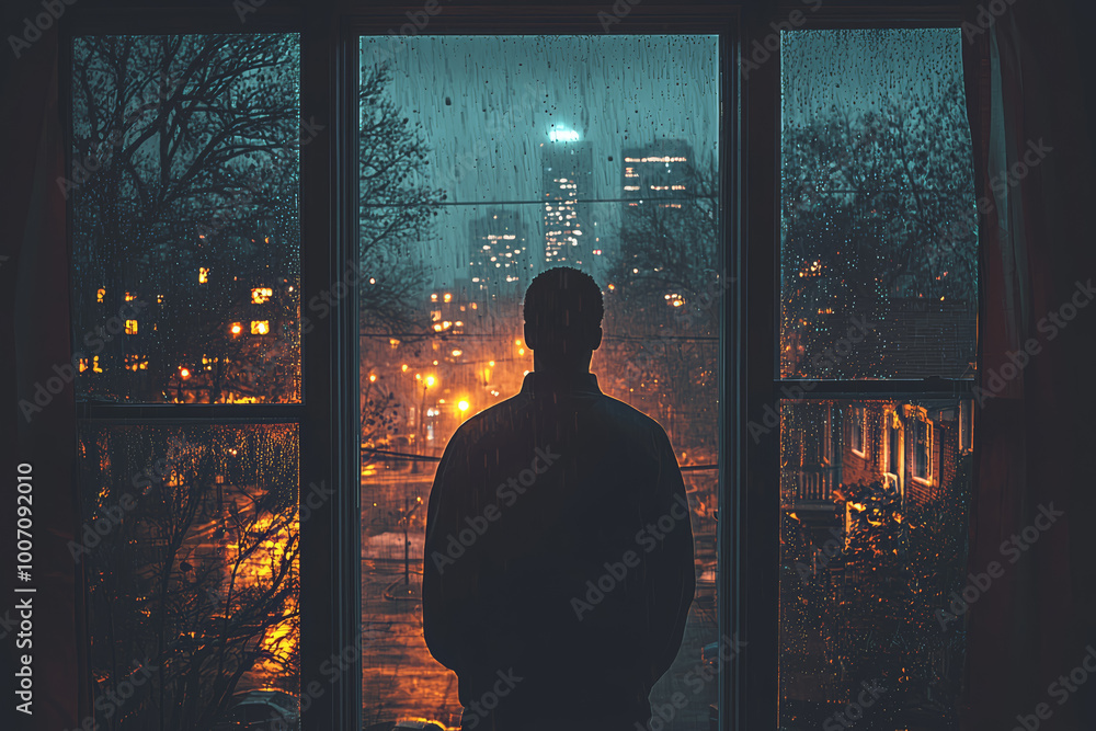 Poster a parent standing in a doorway with a solemn expression while a child looks up at them with tears in