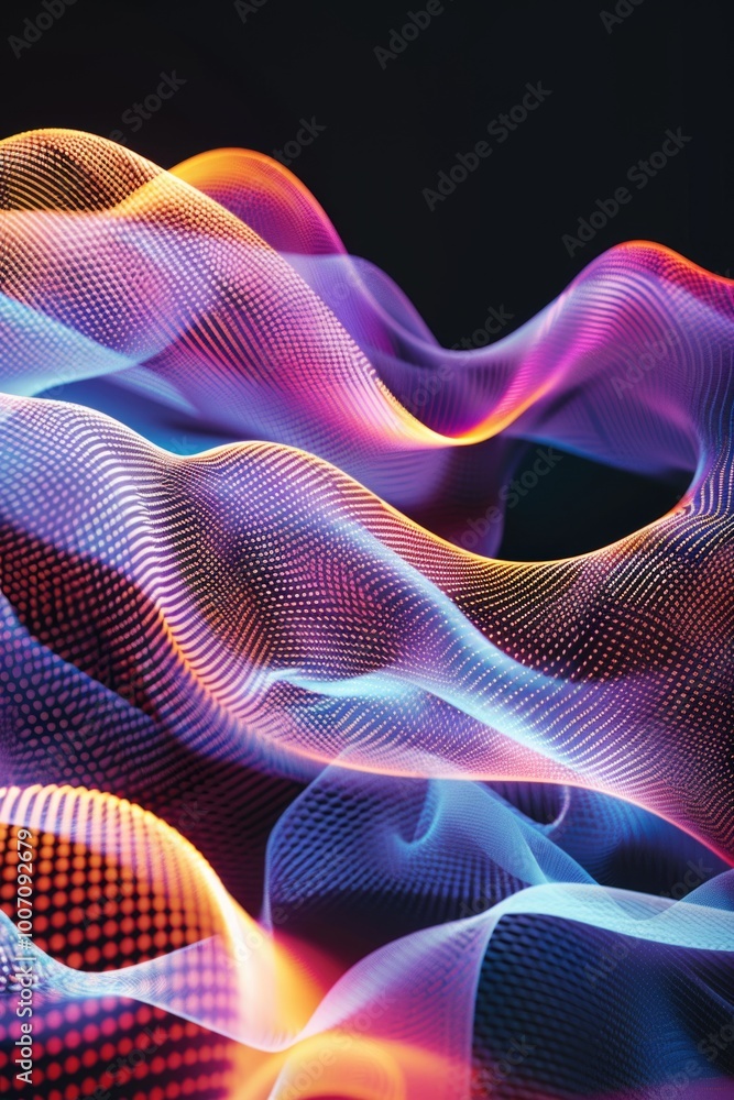 Poster a close-up shot of a wavy pattern made of colorful lines