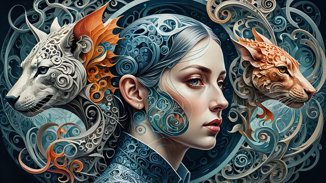  Abstraktion Die Gedanken sind hell, die Gedanken dunkel 16х9. Hintergrund f&uuml;r das Design 6.