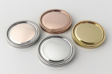 A collection of three round mirrors placed on a table, ideal for use in interior design or still life photography