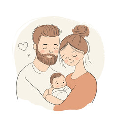 vector flat style parents hugging children on white background .Generative AI