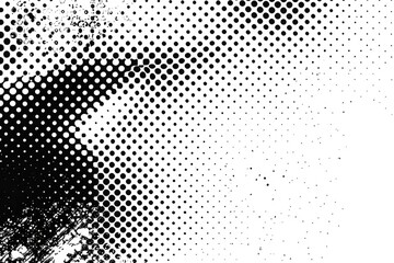 Black and white halftone background with dots, suitable for use in design or art projects