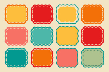 Set of rectangle frames with wavy edges