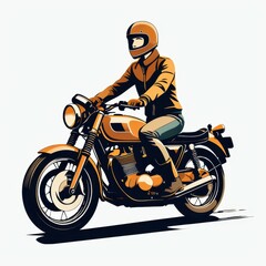 Obraz premium A person riding a vintage motorcycle, showcasing a sense of adventure and freedom.