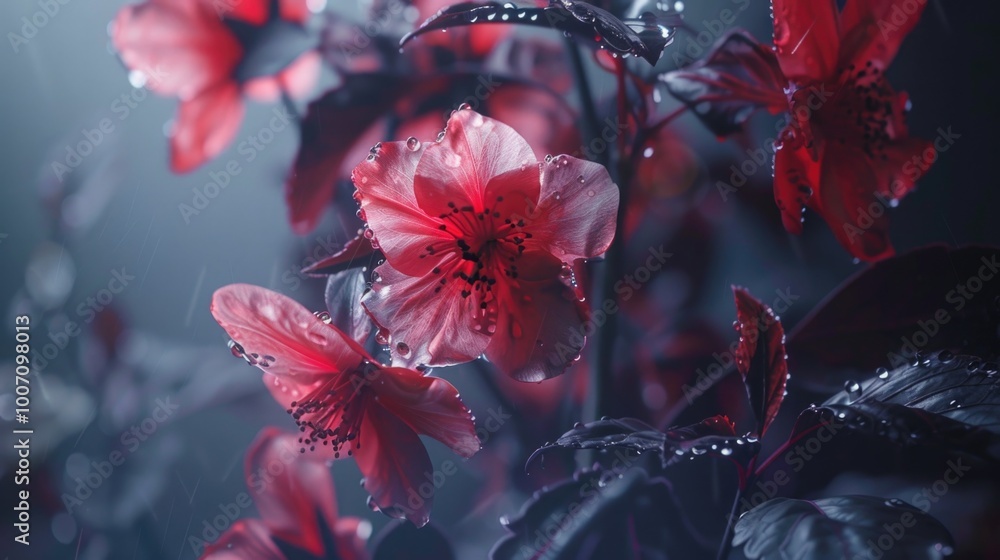 Canvas Prints A close-up shot of a beautiful bunch of red flowers