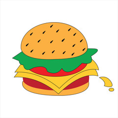 Burger with cheese, PNG, editable vector, 