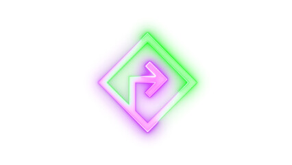Glowing neon symbol, Neon icon map directions symbol transparent background