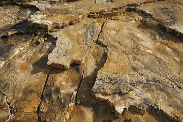 A detailed view of a rocky outcropping with stones in the background