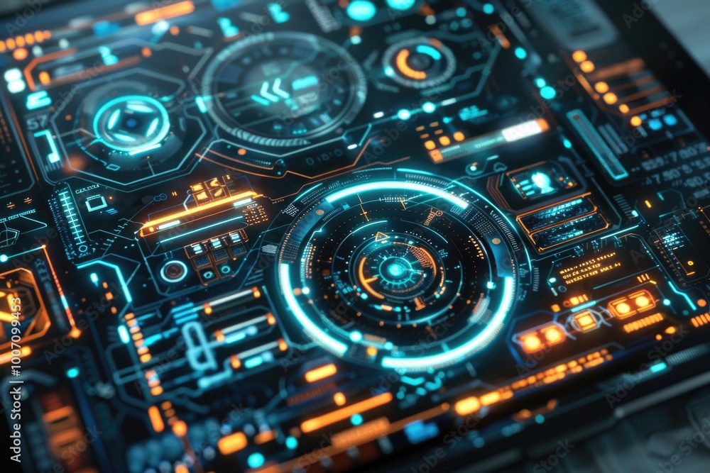 Poster close-up shot of a high-tech tablet with sleek and modern design features