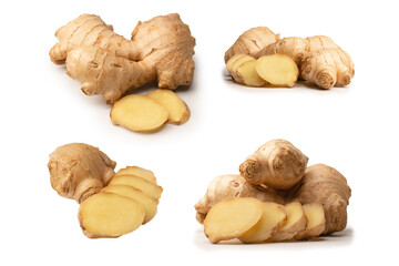 Ginger root isolated on white background.