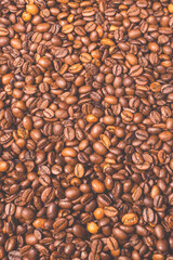 Coffee beans on a white background. Top view.