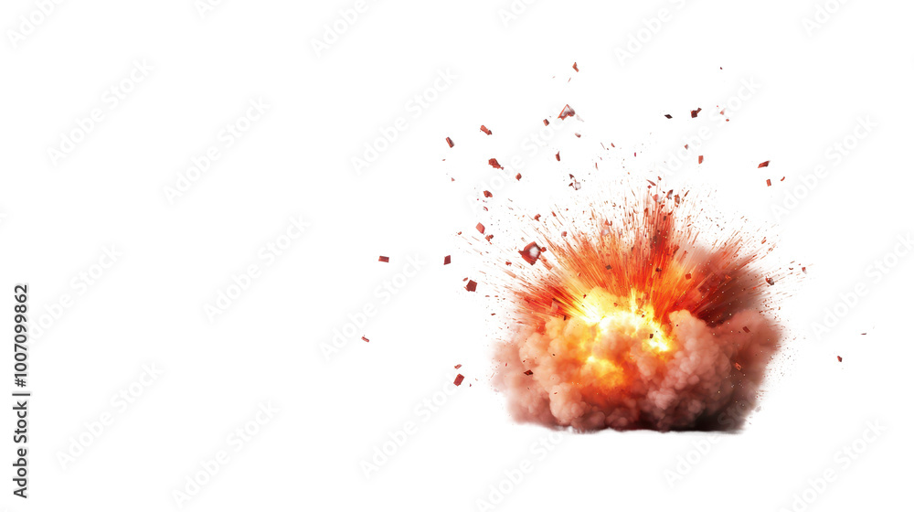 Poster Dramatic explosion with fiery sparks illustrating energy and power in a dynamic visual display.