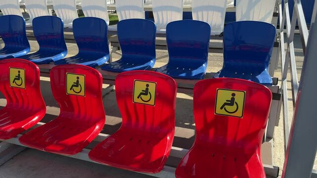 seats for the disabled in the stands, reserved seats for people with disabilities.