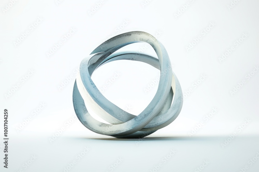 Poster a close-up view of a metal object with a unique curved design on a white background