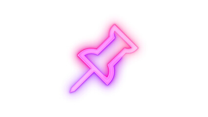 Neon pin glow icon, Neon icon pinned symbol transparent background