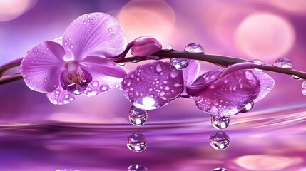 A purple orchid with a raindrop or dewdrop on it.