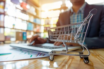 Risk Manager: Mitigating risks in online transactions, analyzing potential fraud patterns, insurance options for e-commerce operations. , background blur