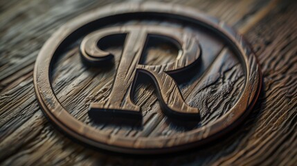 A close-up shot of a wooden sign on a table with the words and design visible