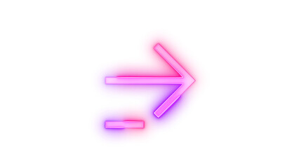Neon icon right arrow key time symbol pink purple color transparent background