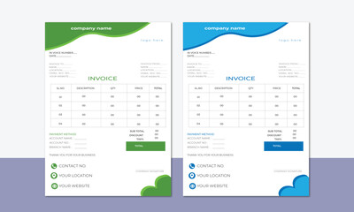 creative minimal professional vector Corporate Business Invoice design template, bill form price invoice, Creative invoice template, business stationery design, payment agreement design template.