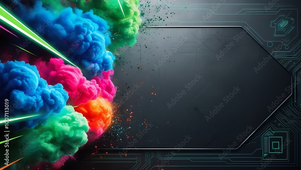 Poster Abstract background with colorful smoke. Generative Ai.
