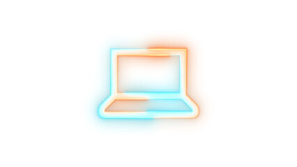 Neon icon system device symbol cyan brown color transparent background