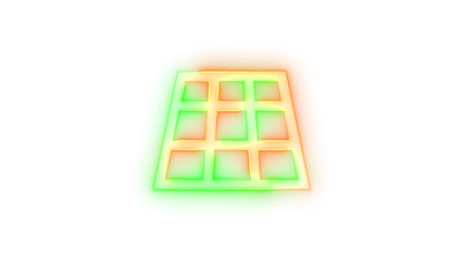 Neon icon tilt up symbol green brown color transparent background