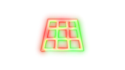 Neon icon tilt up symbol green red color transparent background