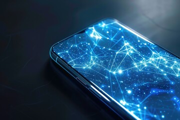 A close-up shot of a cell phone sitting on a table, perfect for showcasing tech-related content or creating a minimalist design