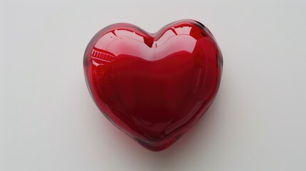 A red heart shaped object on a white surface, suitable for romantic or symbolic uses