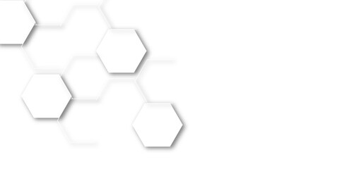 Luxury white and grey hexagonal abstract background with shadow. Geometric 3d texture illustration. Abstract hexagonal concept technology, banner and wallpaper background.