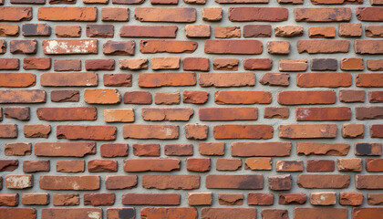 Obraz premium Red brick wall with irregular patterns and textures