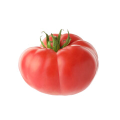 One fresh ripe pink tomato isolated on white